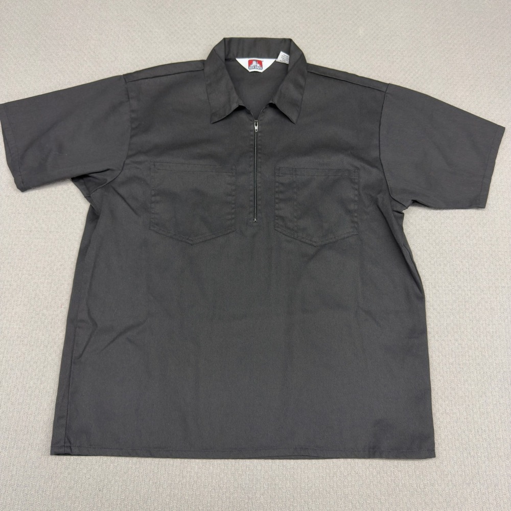 Ben Davis Shirt Mens Large Cotton Blend Half Zip Canvas Workwear Minimalist